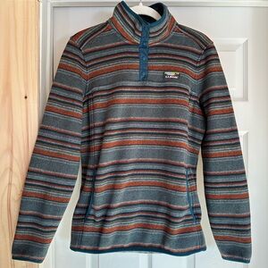 LL Bean Pullover Snap Collar Shirt Large
